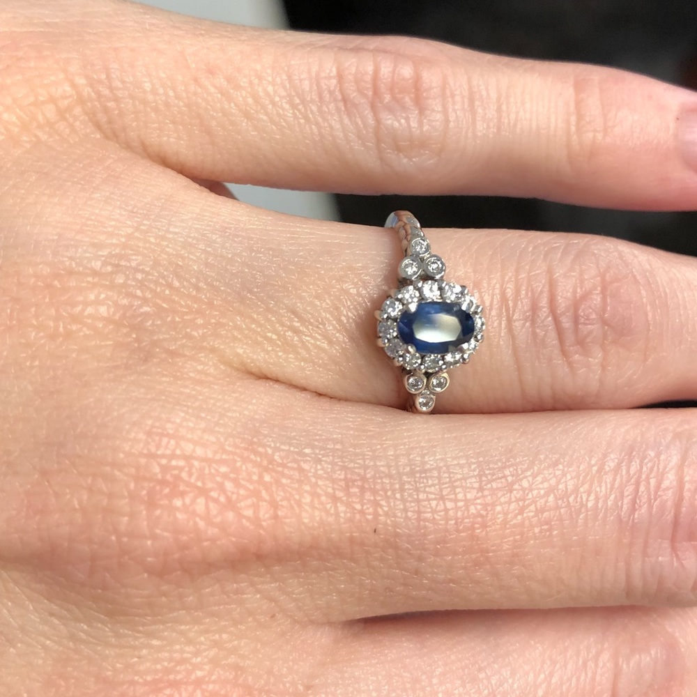 Natural Sapphire and Diamond Ring in 14kt Gold